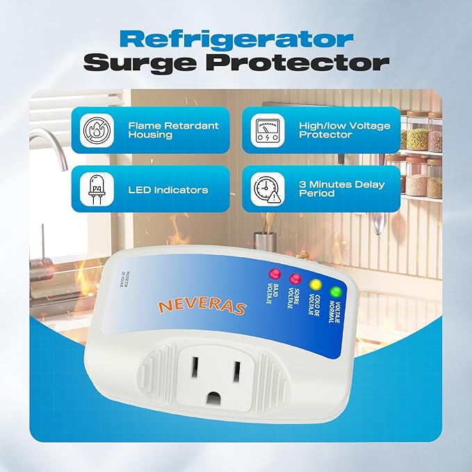 Voltage Protector, Malictele Single Outlet Surge Protector for Home Appliances 120V 10A Brownout Protection Plug for Fridge TV Air Conditioners Surge Protector -4Pack