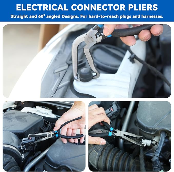 DISEN 13PCS Electrical Disconnect Pliers & Fuel Line Disconnect Tool Set, Automotive Electrical Terminal Connector Separator Removal Tool Kit with Storage Bags, Blue