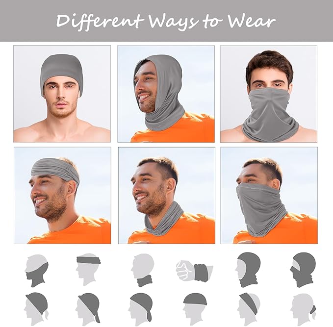Geyoga 6 Pieces Summer UV Protection Cooling Neck Gaiter Face Clothing Neck Gaiter Mask Scarf Sunscreen Breathable Bandana