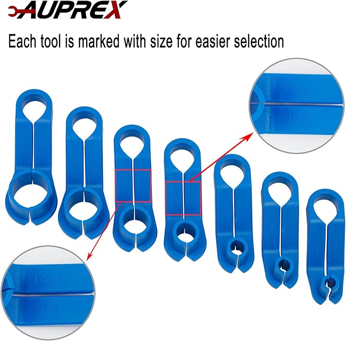 7PCS AC Fuel Line Disconnect Tool Set for Most Ford/GM/Chrysler/Mazda,Includes 1/4 5/16 3/8 1/2 5/8 3/4 7/8 Inch Transmission Oil Cooler Line Quick Disconnect Kit Fuel Line Removal Tool