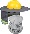 Hard Hat Sun Shade with Full Brim Visor, Shield Your Neck from Sun, Men's Construction Accessories for Hardhat Hats UV Sunshade Helmet Attachment with Reflective Strip, 2 pcs Set