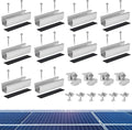 Solar Panel Mounting Bracket Kit, 10 Pcs Aluminum Solar Panel Roof Mount Set with Mounting Rails, Mid & End Clamps, Universal PV Module Rack for Metal, Tin, Flat, Sheet Rooftop Installation & Fixing