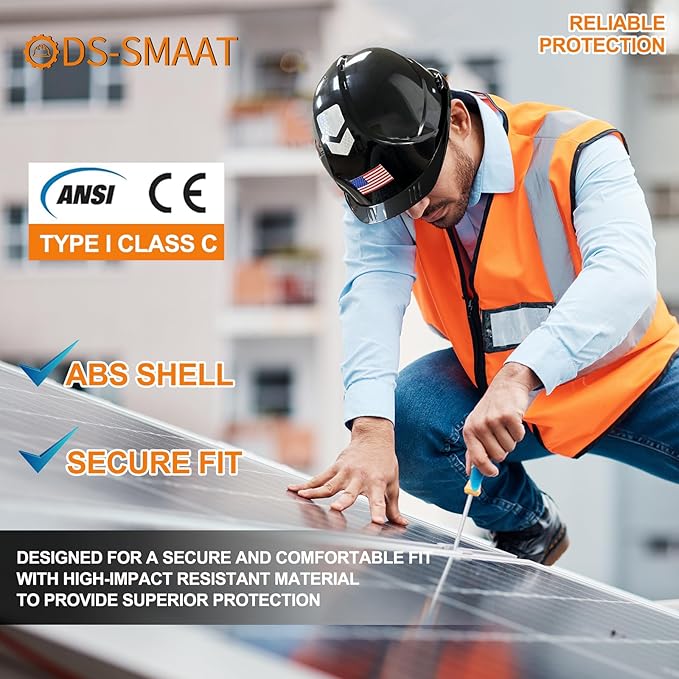 Reflective Safety Hard Hat with Visor,Vented Protection Construction Hard Hat,ANSI Z89.1& OSHA Approved Safety Helmet