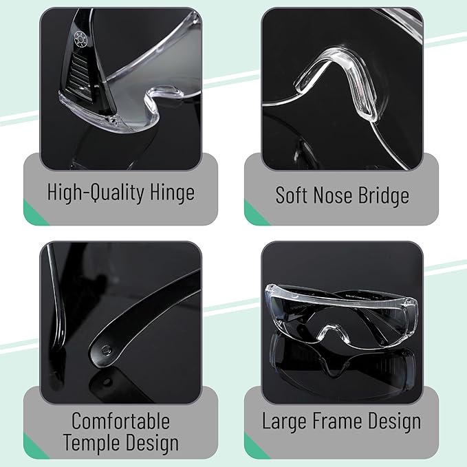 UNCO- Safety Goggles Over Glasses, Protective Goggles, Anti Fog, Work, Safety Glasses Over