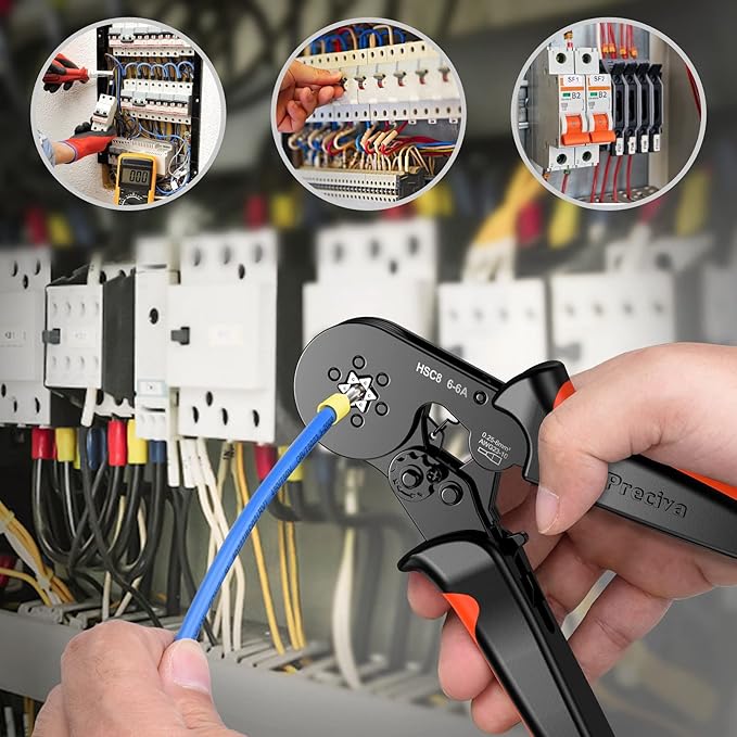 Ferrule Crimping Tool, Preciva Hexagonal Sawtooth Self-Adjustable Ratchet Wire Terminals Crimper for AWG23-10 Bootlace End-Sleeves Ferrule