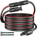 Bateria Power 20 Feet 10AWG Solar Panel Extension Cable, 6mm² Twin PV Wire Conductor Parallel Solar Wire Adapter Kit with Waterproof Female & Male Solar Connectors for RV (Both Ends Installed)