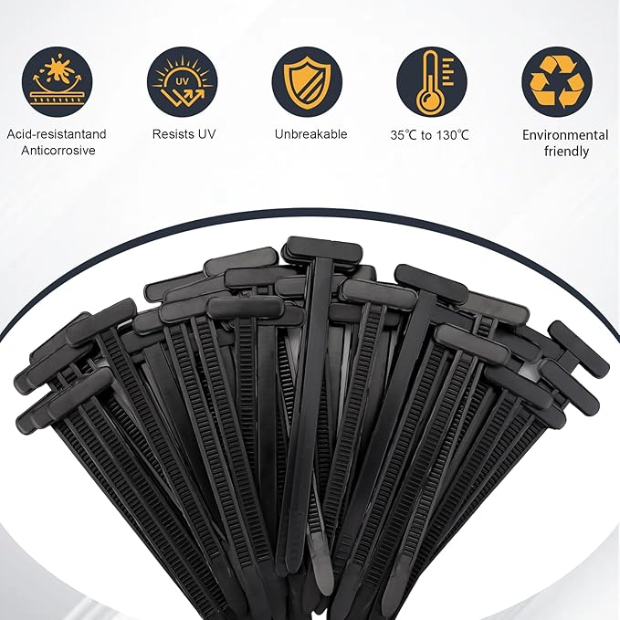 50 PCS Nylon Universal Cable Tie Buckle, Push Mount Cable Zip Ties, Heavy Duty Self-Locking Zip Ties Holder, UV Resistant Black Multipurpose Tie Fasteners for Car, Home & Industrial Use