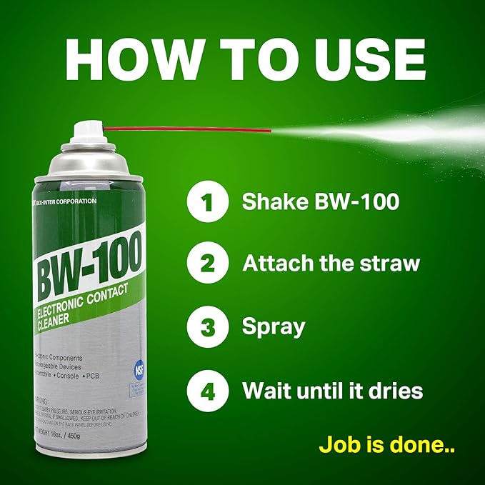 Non-Flammable Electronic Contact Cleaner Aerosol Spray- Safely Cleans Joycons, Computers, PCB, and More - Removes dust, dirt and contaminants on contacts - Quick Dry| 16oz/450g