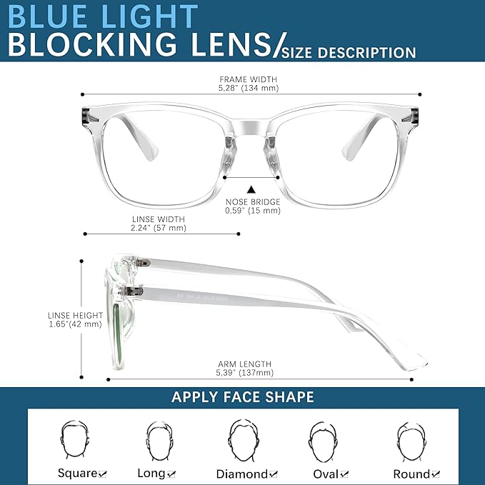 Blue-Light Blocking Glasses Computer Reading/Gaming/TV/Phones Glasses Fashion Anti Eyestrain Glasses for Women Men(H3-Black+Transparent)