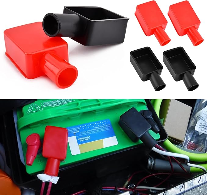 6pcs Battery Terminal Cover, Soft Rubber Car Insulating Battery Cover, Red and Black Positive and Negative Insulating Stud Covers Battery Post Cover for Car Motorcycle Truck Boat