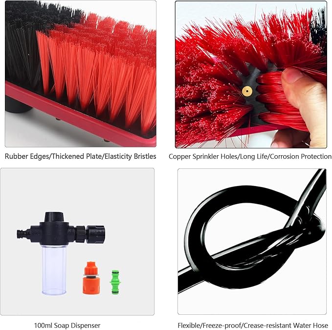 20ft Water Fed Pole Brush with Squeegee Kit Telescoping High Reach Window Cleaning Tool with Soap Dispenser Extension Solar Panel Cleaner for Household