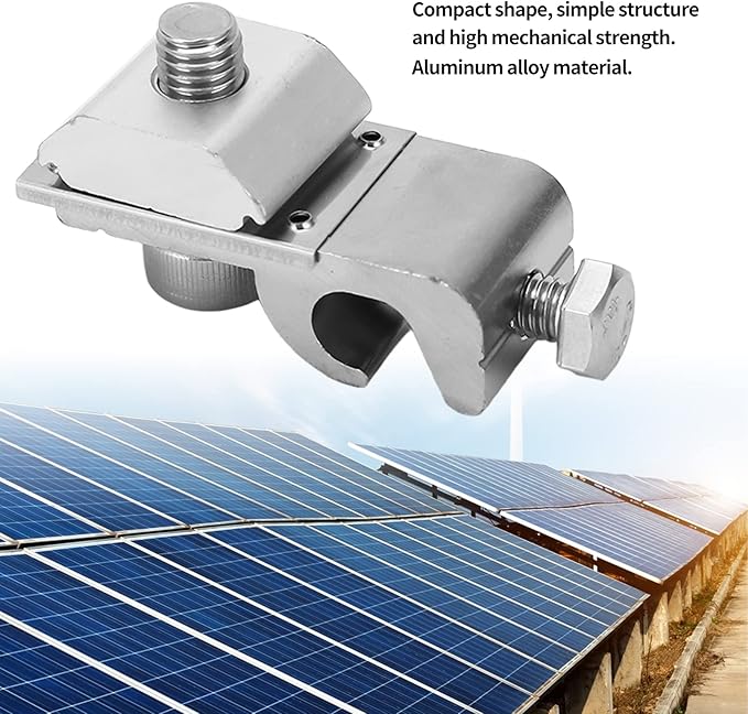 10PCS Solar Panel Mounting Brackets Standing Seam,Aluminum Alloy Grounding Lug, Solar Grounding Clips for Solar Mounting System Panel Brackets Clamps Photovoltaic Support Parts