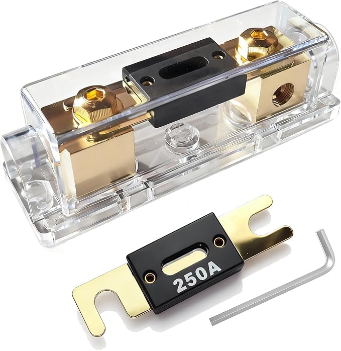 0/2/4 Gauge AWG Inline ANL Fuse Holder Dual Kit with 2 Pack Fuse (250A)