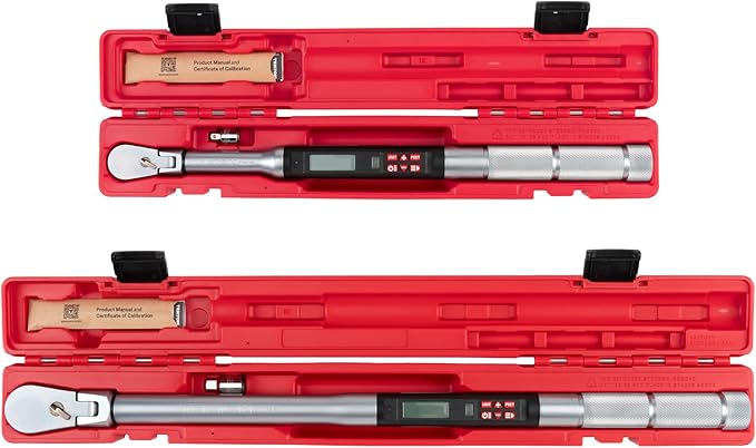TEKTON 3/8, 1/2 Inch Drive 90-Tooth Flex Head Dual-Direction Electronic Torque Wrench Set, 2-Piece (10-100 ft-lb, 30-300 ft-lb) | TRQ98901