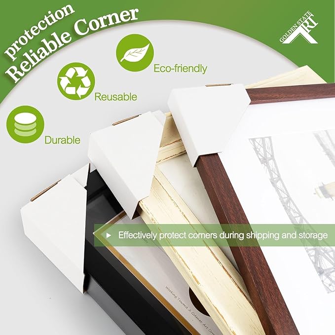 Golden State Art, 60 Pack Adjustable Cardboard Corner Protectors, Fits 1", 1.5" and 2.1" Frames, Edge Protectors for Shipping Paintings, Picture Frame, Packing Item Edge Protection