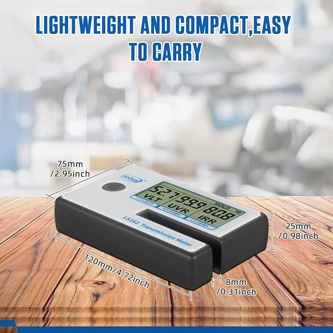 MR CARTOOL Portable Solar Tester Meter, Tint Solar Film Car Transmission Meter Filmed Glass Tester UV IR Rejection Meter Spectrum Tester IR 950nm UV 365nm VR 550nm