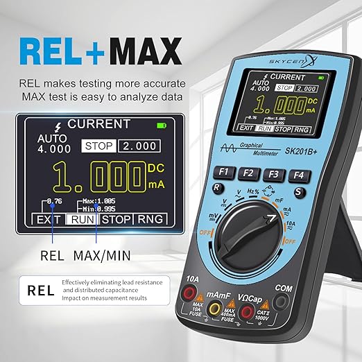 SK201B+ Intelligent Graphical Digital Oscilloscope Multimeter 2 in 1 with 2.4 Inches Color Screen 1MHz Bandwidth 2.5Msps Sampling Rate for DIY and Electronic Test