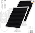 6W Solar Panel Charger, Solar Panel with Micro USB & USB-C Port for DC 5V Outdoor Rechargeable Battery Camera, IP66 Waterproof, 360° Adjustable Security Mount, 2PC