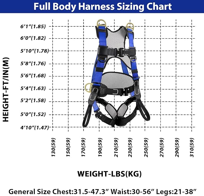 Safety Harness Fall Protection Upgrade 4 Quick Buckles Construction Full Body Harness 6 Adjustment D-ring
