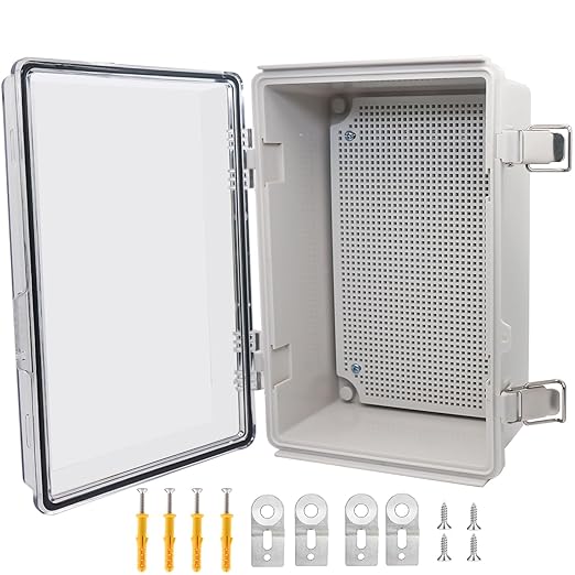 Electrical Box, Outdoor Waterproof Box IP67 Junction Box with Mounting Plate,ABS Plastic Project Box Power Cord Enclosure Clear 11" Dx7.5 Wx5.1 H