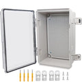 Electrical Box, Outdoor Waterproof Box IP67 Junction Box with Mounting Plate,ABS Plastic Project Box Power Cord Enclosure Clear 11" Dx7.5 Wx5.1 H