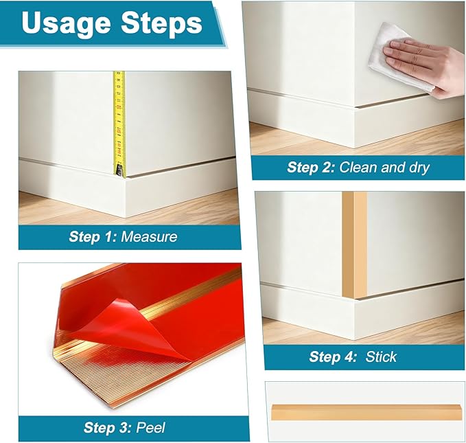 Raytano 4Pcs 45" L ×1" W Self Adhesive Metal Corner Protectors, Modern Aluminum Wall Corner Guards for Wall Door Furniture Cabinet Baseboard Frame Protection and Decoration (Size:45" x 1",Golden)