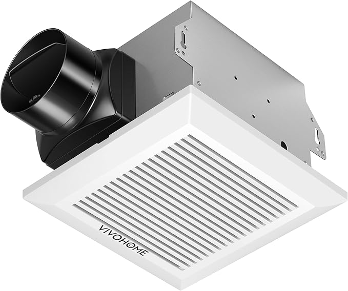 VIVOHOME Ultra-Quiet 80 CFM Bathroom Exhaust Fan, 1.5 Sone 95 Sq.Ft Coverage, 4'' Duct Ceiling Mount, White Shower Ventilation Fan