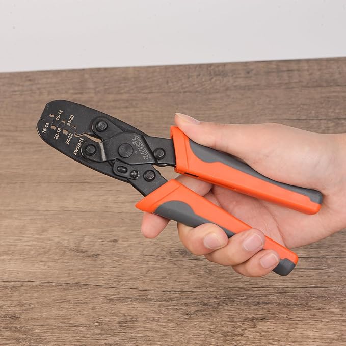 iCrimp Non Insulated Open Barrel Terminal Crimp Tool - Wire Crimper for Molex, Delphi, AMP/Tyco, Harley, PC/Computer, Automotive 24-14 AWG
