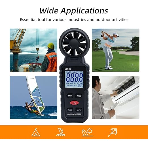 Mcbazel 3 in 1 Handheld Digital Anemometer Wind Meter, High Precision Wind Speed Measuring, Digital Wind Speed Meter with Backlight for HVAC, Sailing, Fishing, and Indoor Outdoor Use