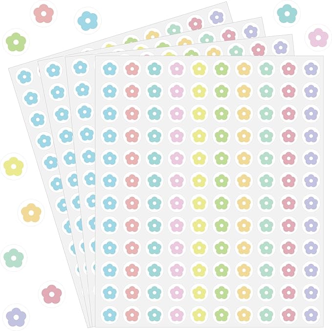 2400 Pcs Small Sticker for Kids,Mini Flower Sticker Cute Paper Decals 10 Designs Self-Adhesive Stickers for Summer Party Envelopes Scrapbook Gifts DIY Supplies,0.5in（Morandi）