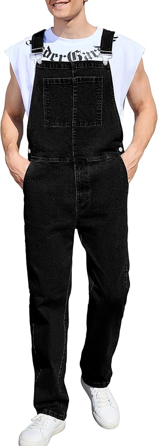 Overalls for Men Fashion Coveralls Work Utility Denim Women Bib Jumpsuit with Pockets