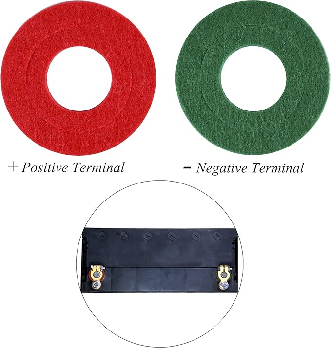 Febrytold 24 Pcs Battery Terminal Anti Corrosion Washers, 12 Pcs Red and 12 Pcs Green Battery Terminal Fiber Protector