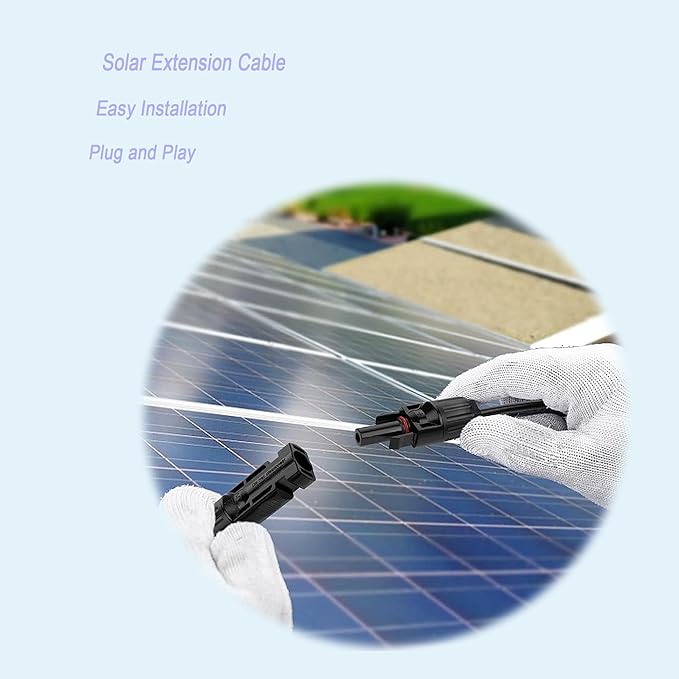 Solar Extension Cable Solar Panel Extension Cable Wire with Female and Male Connector Solar Panel Adapter,3ft 10AWG Red+Black Solar Wire for Solar Panels,RV,Boat.（1 Pairs Solar Cable）
