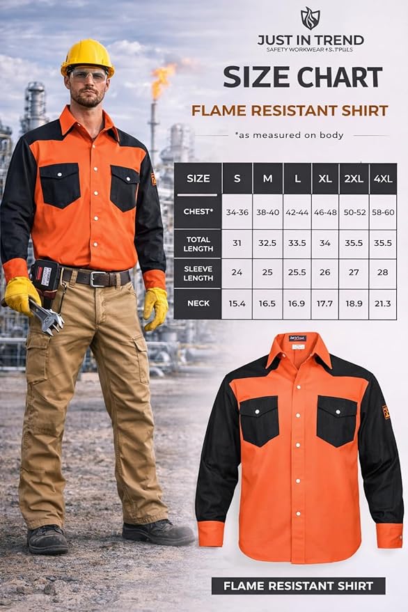 Just In Trend │Flame Resistant FR Shirt - 88/12 - Western Style - Two Tone