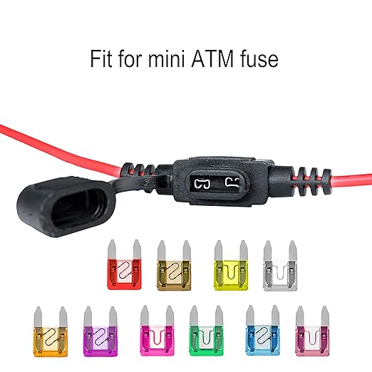 VANTRONIK Waterproof Mini Inline Fuse Holder with 16 Gauge AWG Wire 12 Inches Long, Fit for Small ATM Blade Fuse in Vehicle/Boat/RV/Tractor, 3 Pack