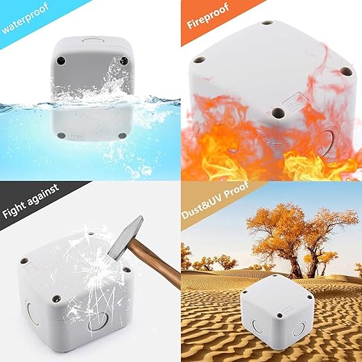 Nineleaf Waterproof Junction Box,IP66 Weatherproof Electrical Project Boxes,3.3X 2.8 x 2.3 inch,Universal PVC/ABS Plastic Project Enclosure Box,White