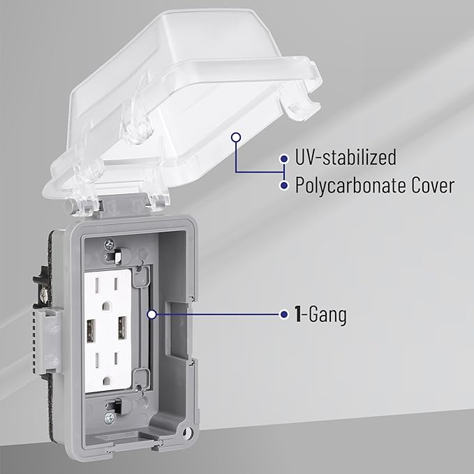 Bates Choice Weatherproof Electrical Outlet Cover, 2 Pack, 1-Gang, Outdoor Outlet Cover, Weatherproof, Outlet Cover Box