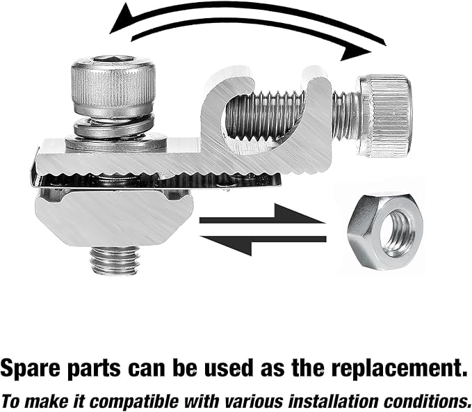 16 Pcs Solar Panel Grounding Lugs, Stainless Steel, Silver, MOUNT BRACKET, Solar Grounding Clips
