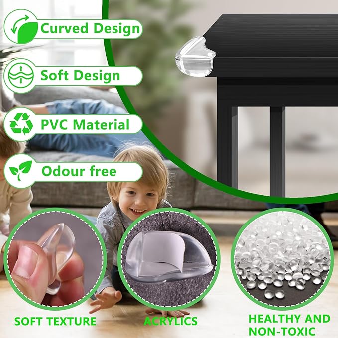 10 Pack Transparent Corner Protectors - Baby Safety Edge Guards for Furniture, Clear Sharp Corner Covers for Dining Table Baby Proofing