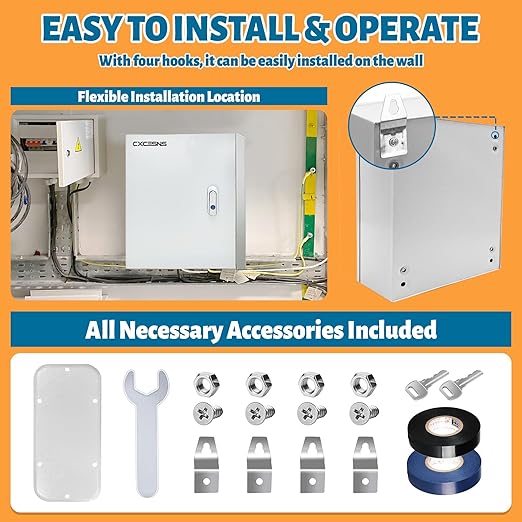 Outdoor Electrical Box 20 x 16 x 10''D NEMA 4X Enclosure Steel Box, Waterproof & Dustproof Outdoor/Indoor Lockable Electrical Junction Box, with Mounting Plate