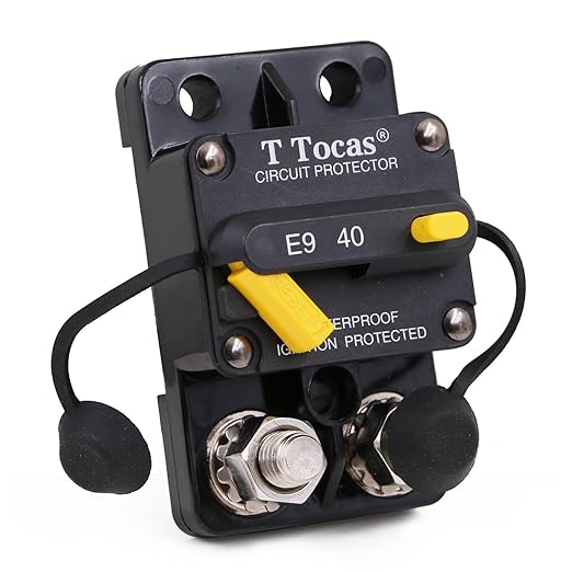 Double 3/8" Stud 40 Amp Thermal Circuit Breaker, Surface Mount, 12V - 72V DC