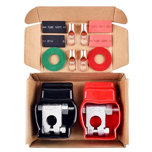 Battery Terminals,Anti-Corrosion Battery Terminal Connectors,Quick Release Military Battery Terminal,Heavy Duty Battery Terminal Set for Marine Car Boat RV and Vehicles (1 Pair)