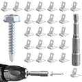 100 Fence Wire Clamps Agricultural Fencing Mounting Clips, Stainless Steel Wire Clips with Screws for Welded Wire to Wood, Metal or Vinyl Fence, Metallic