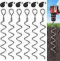 XYADA 15.5 inch Spiral Ground Anchors,6 Packs Heavy Duty Earth Anchors Screw in Spiral Stakes - Shed Anchor Kit for Trampoline, Tent,Garden Fence, Dog Run,Sheds, Swings, Canopies(Silver)