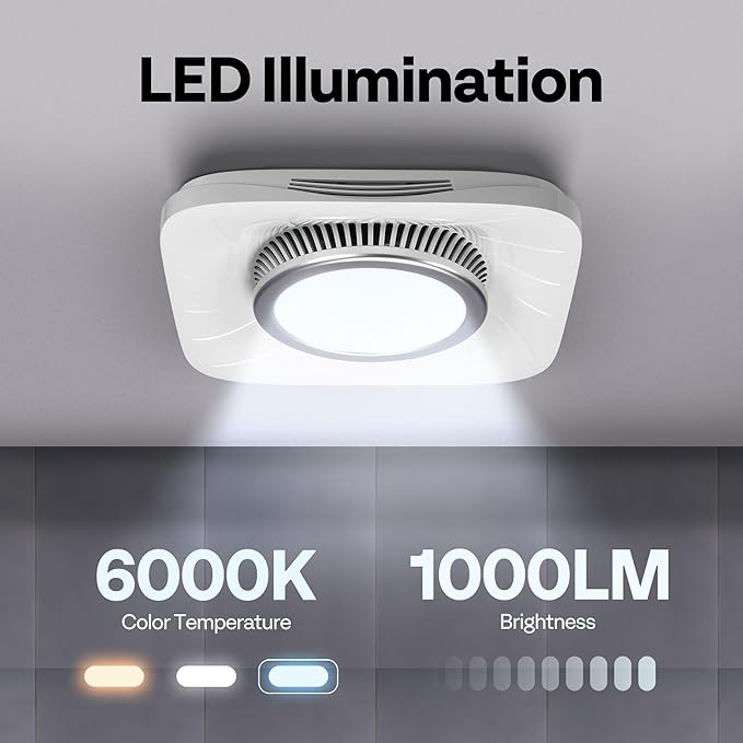 VIVOHOME Bathroom Exhaust Fan with Light, Max 110 CFM 1.0 Sone Shower Ventilation Fan, Super Quite Fan w/ 6000 K 1000LM LED Cool White Light, for 4'' Duct Ceiling Mount