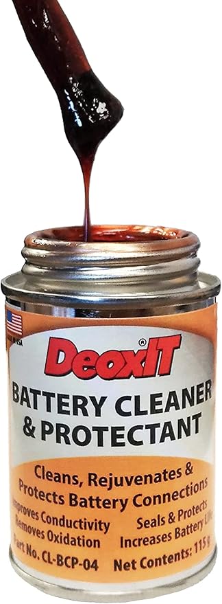 CAIG LABORATORIES DeoxIT Battery Cleaner & Protectant with Brush Lid, 4 oz brush Can, Pack of 2