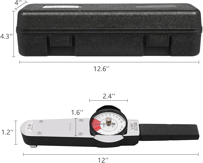 Dial Indicator Torque Wrench Indicating Torquemeter 1/2" Drive 0-100 Nm High Precision Torque Meter Professional Measure Tool, ± 3% Accuracy