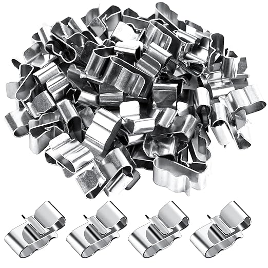 50 Pcs Trailer Wire Clips,Metal Cable Clips Stainless Steel Clips Solar Panel Wire Clip Double Wire Clips Trailer Wire Clamps for PV Wiring Boat Cable, Boat Trailer 22.5 mm/ 0.89 Inch