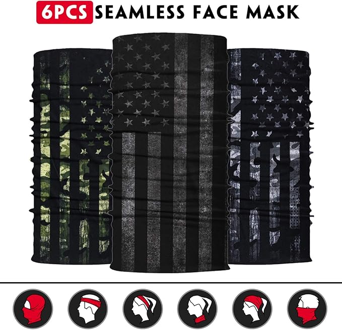 Venswell Neck Gaiter Face Mask Men Women,Seamless Bandana Rave Face Cover Scarf Mask,Balaclava,Headband, Head Wrap,Headwear