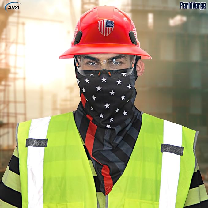 Full Brim Hard Hats Construction OSHA Approved with Visor-Vented Hard Hat with Neck Gaiter with Ear Loops,Safety Hard Hats for Men with Chin Strap ANSI Z89.1 Type 1 Class C,6-pt Suspension